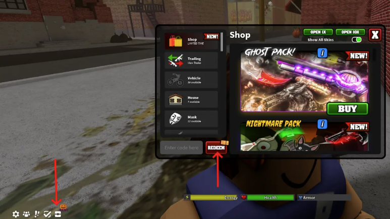 cách nhập code Da Hood